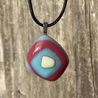 Geometric Retro style fused glass pendant