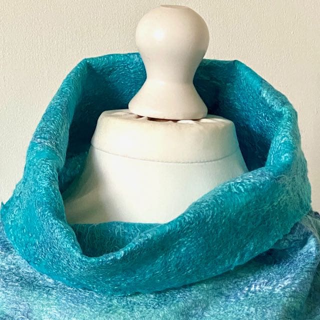 Poncho with Roll Neck Cowl Handmade Felt Barleyfields - Image 3