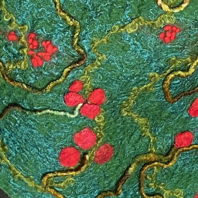 Christmas Berries Cowl Poncho Handmade Felt Reversible Neckwarmer - Image 7