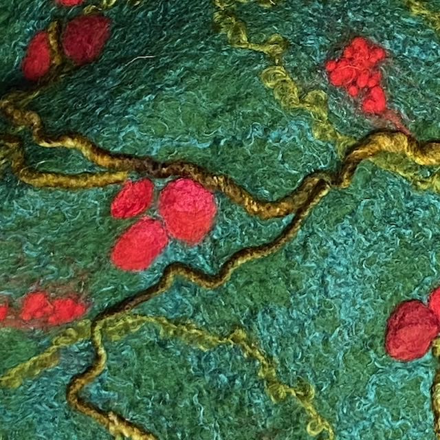 Christmas Berries Cowl Poncho Handmade Felt Reversible Neckwarmer - Image 8