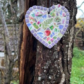 Rustic Vintage China Heart - charming Handmade Home decor, gift for Country style interiors.
