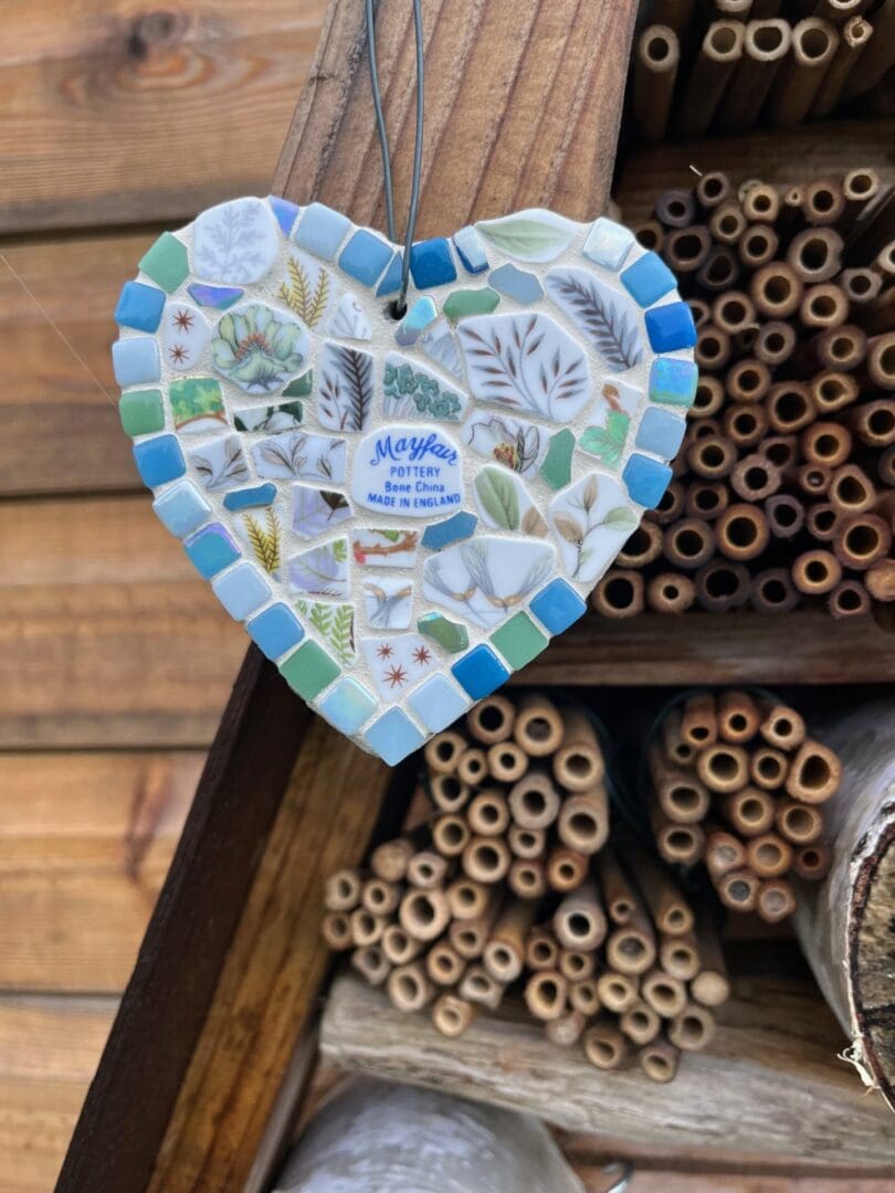 Artisan Mosaic Heart - sustainable Handmade Home Accent, modern artisan gift.