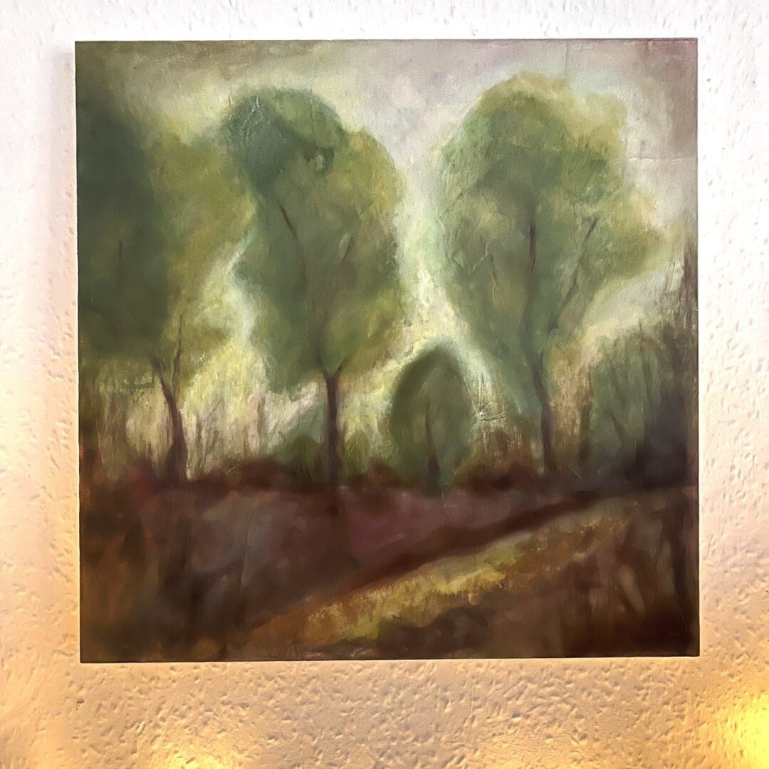 A Trio of Trees semi abstract landscape oil painting