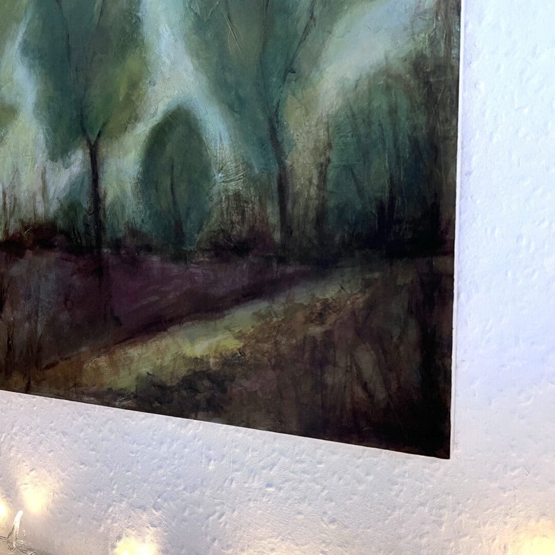 A Trio of Trees semi abstract landscape oil painting