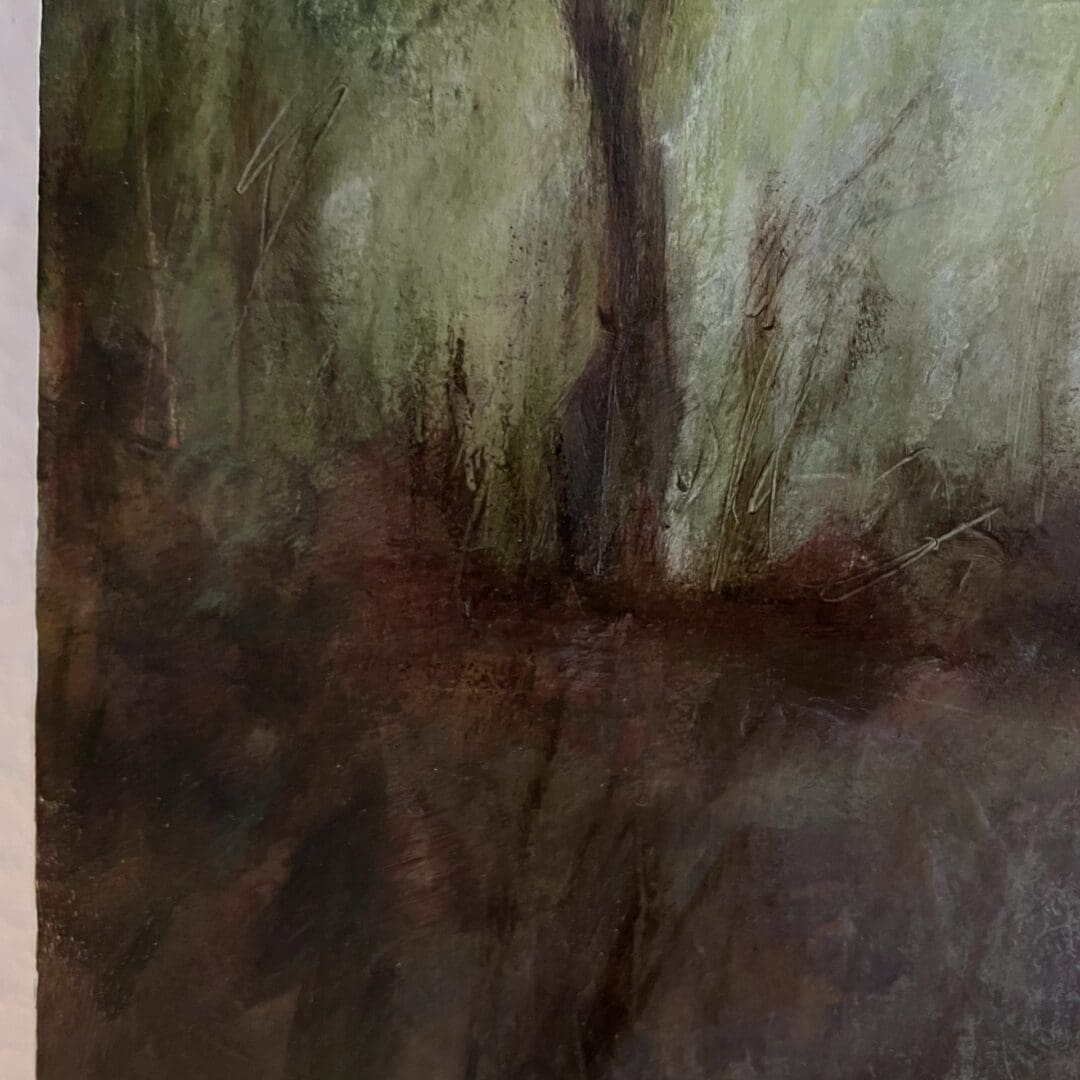 A Trio of Trees semi abstract landscape oil painting