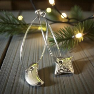Moon & Star Silver Hoop Earrings