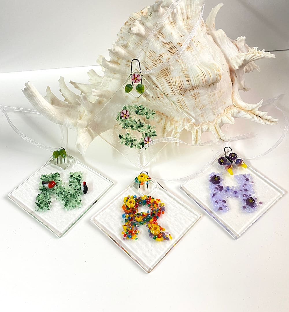 Fused glass letter mini sun catcher