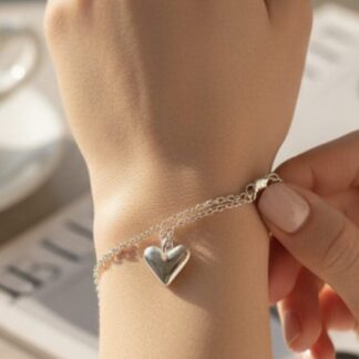 Tiny Fine Silver Heart Bracelet