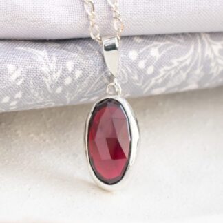 Red Garnet Pendant in Argentium Sterling Silver,Large gemstone