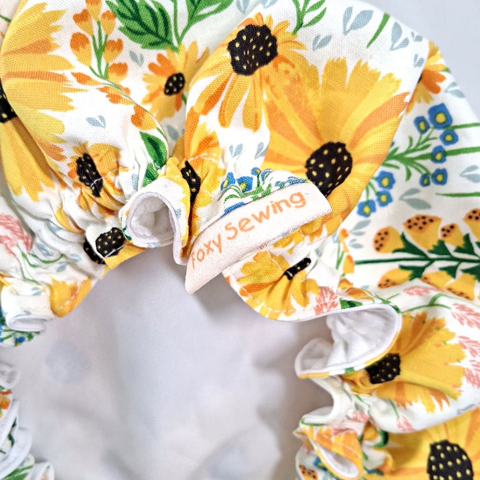 Yellow Floral Luxury Shower Cap - Image 4