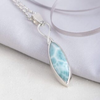 Large Dominican Larimar pendant AAA Grade One of a Kind Handmade Necklace Argentium Silver