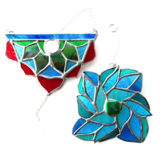 Blossom Mandala unique handmade stained glass art suncatcher