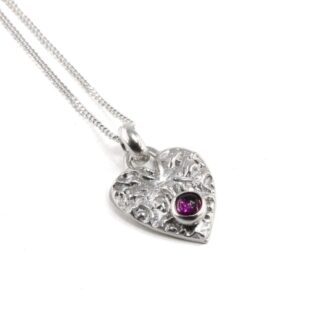 Sterling Silver Heart Pendant with Garnet