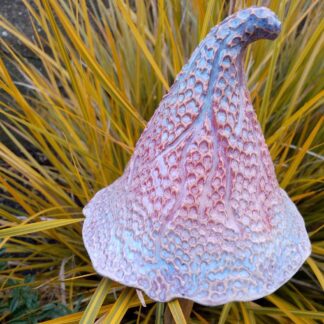 Lilac and Pink Carved Ceramic Mushroom