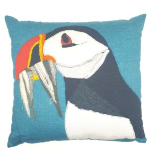 Puffin and sand eels printed cushion ocver