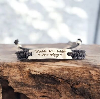 Personalised Mens Adjustable Bracelet| Stainless Steel Plate| Custom Engraved Wristband| Gift for Him| Personalised Jewelery| Christmas gift - Image 3