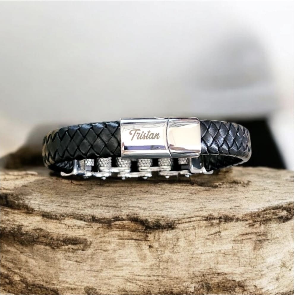 Personalised Mens Bracelet| Stainless Steel Plate| Custom Engraved Wristband| Gift for Him| Personalised Jewelery| Christmas gift - Image 4