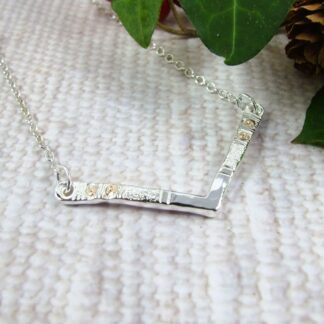Silver and 9ct Gold Chevron Necklace