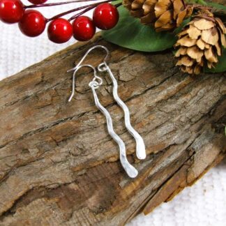 Wiggle earrings sterling silver wavy droppers