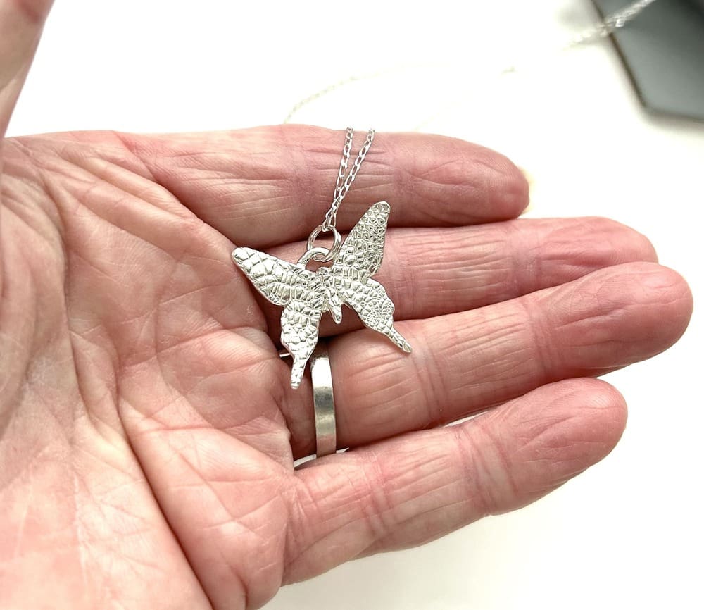 Handcrafted Silver Butterfly Pendant Necklace - Image 2