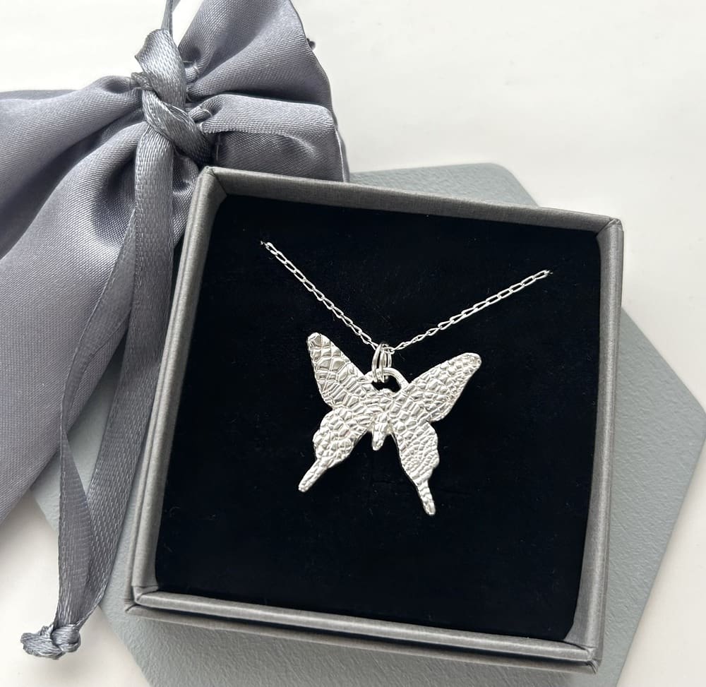 Handcrafted Silver Butterfly Pendant Necklace - Image 3