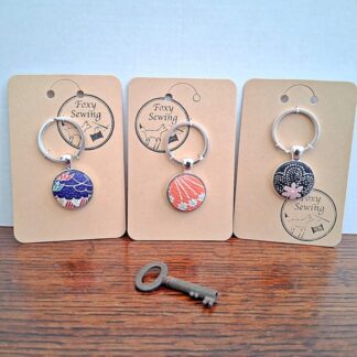 Small Keyrings made with Recycled Silk Kimono Fabric