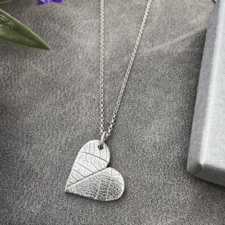 Sterling Silver Leaf Print Necklace