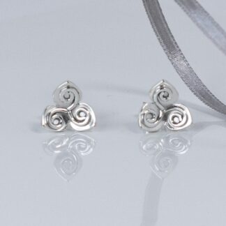 Celtic Stud Earrings, Triskele Symbol in Argentium Silver