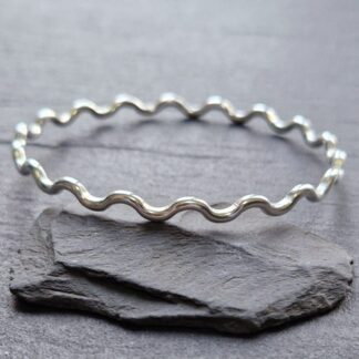 sterling silver wave bangle handmade hallmarked