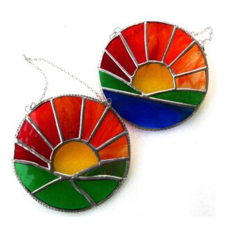 Sun circle stained glass handmade art suncatcher