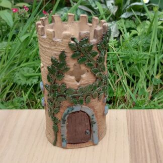 Castle Tower Tealight Holder: Castle Handmade Collectible Pottery