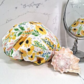Yellow Floral Luxury Shower Cap