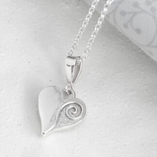 Silver Heart Pendant, Sterling Silver, Textured