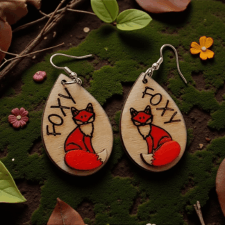 Cute Wooden Fox Dangle Earrings
