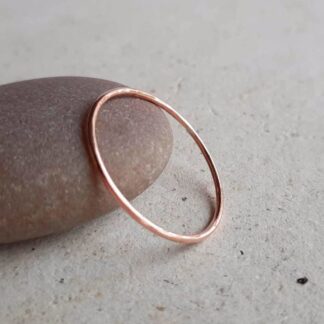 Ultra thin hammered copper stacking ring, handmade by The Tiny Tree Frog Jewellery