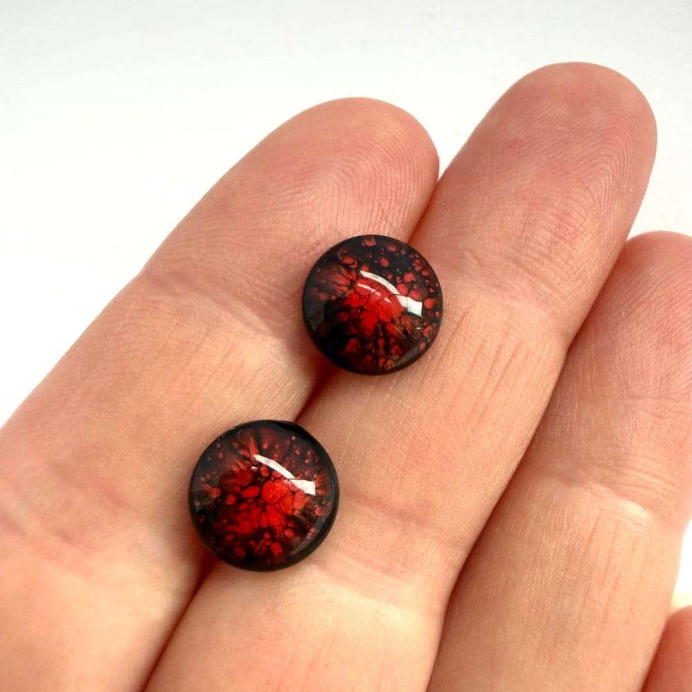 Molten Ember Resin Stud Earrings- hypoallergenic jewellery - Image 5