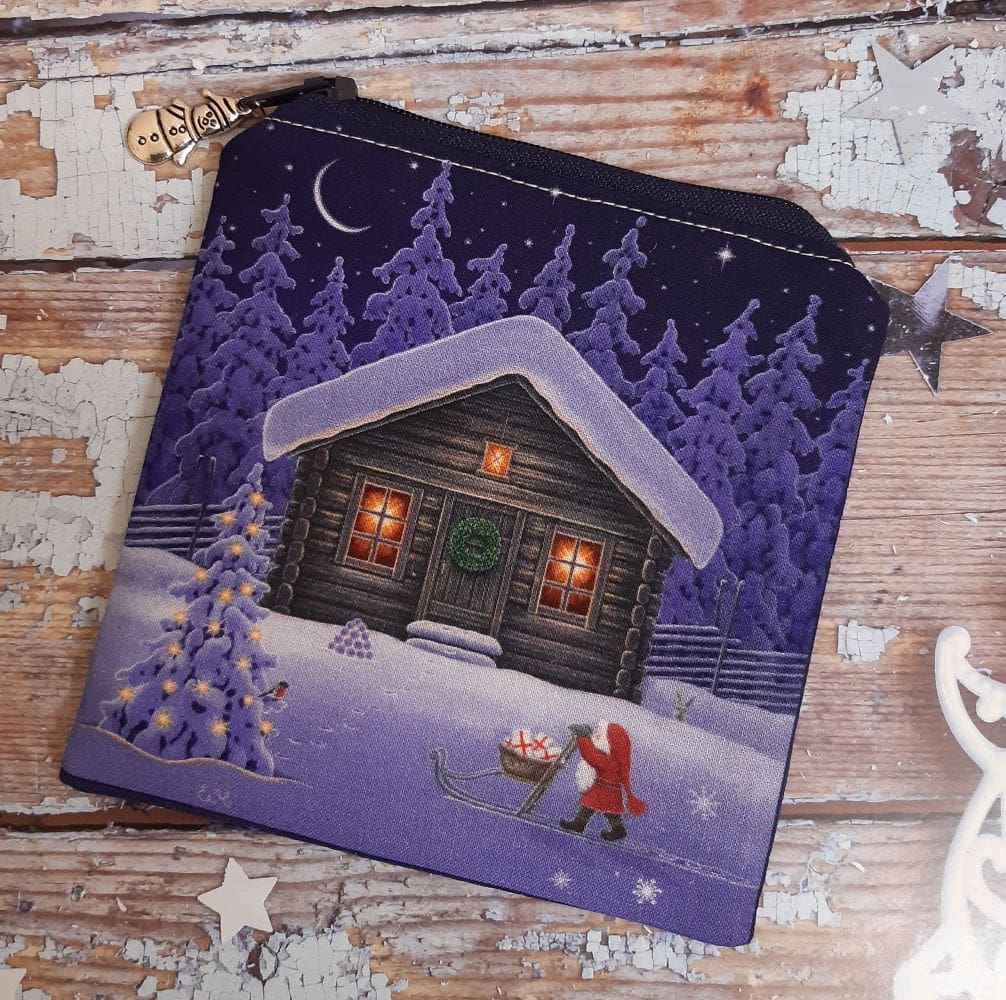 santa and christmas chalet coin purse