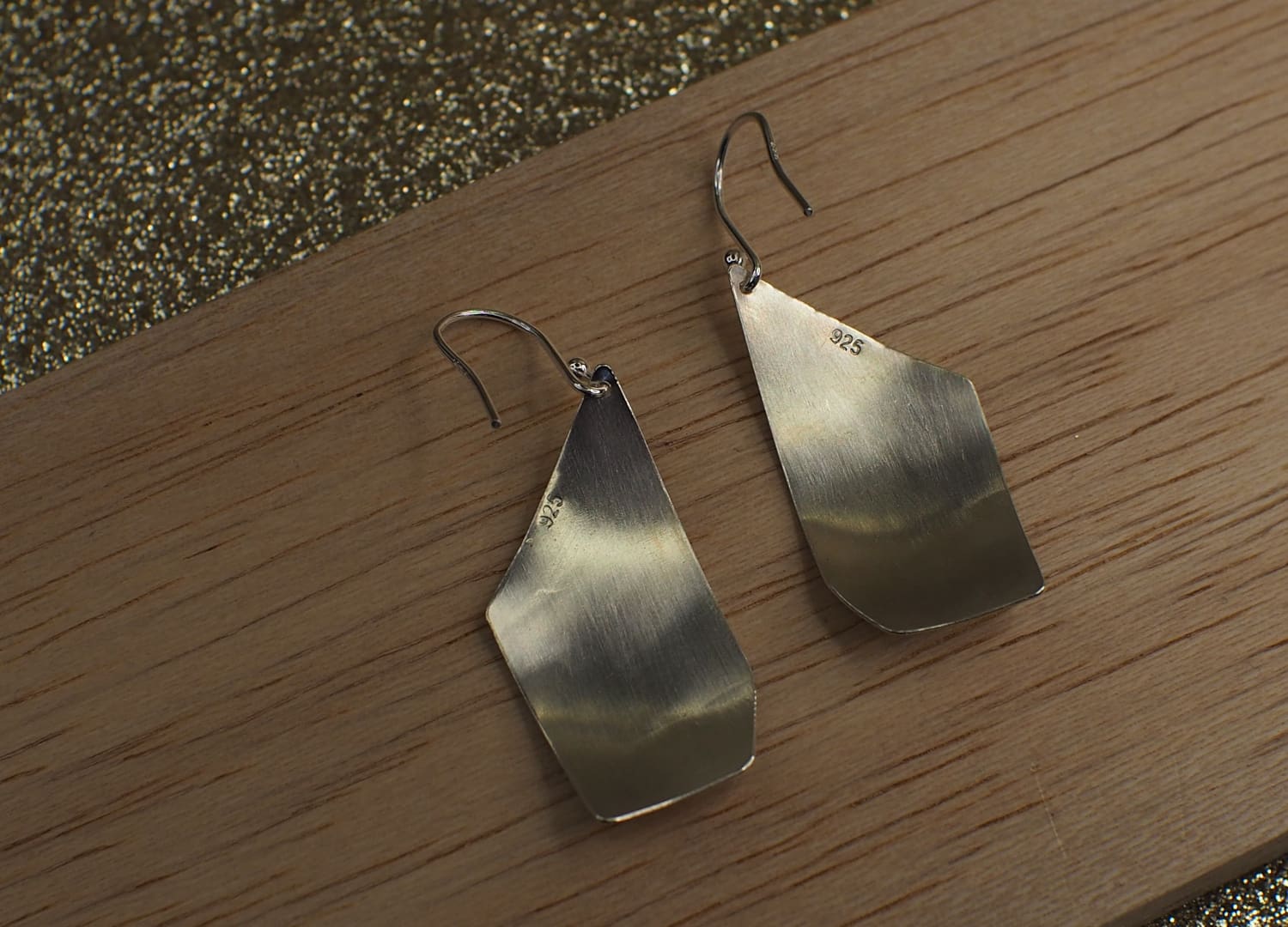 Handmade Silver Dangle Earrings with Unique Tiger Stripe Texture - Image 6