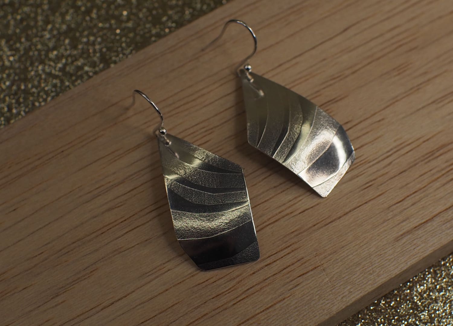 geometric silver dangle earrings