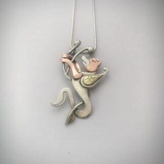 Silver Hybrid Pendant with copper and brass
