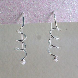 silver spiral threader earrings