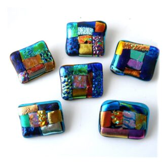 Brooch fused glass dichroic patchwork handmade gift British
