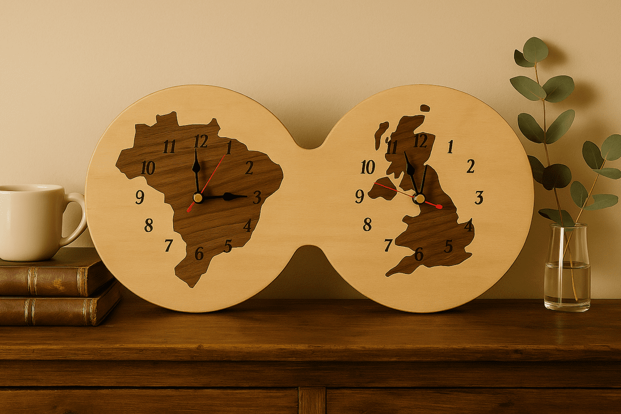 Custom Dual Time Zone Wall Clock with Country Choice