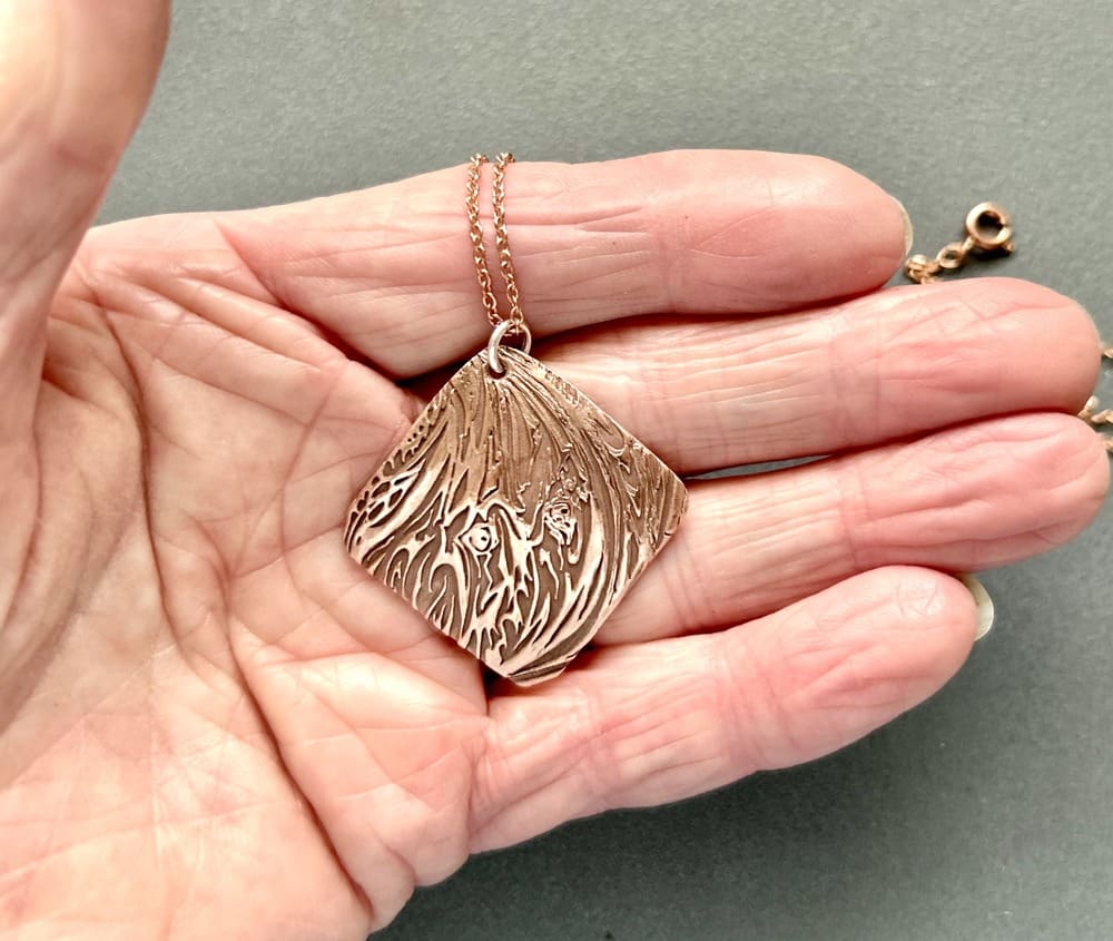 Handcrafted Textured Copper Pendant Necklace - Image 6