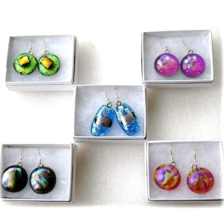Luxury dichroic fused glass earrings