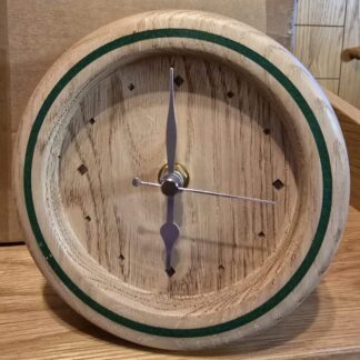 Hand-Turned Sweet Chestnut Mantle Clock with Green Resin Ring