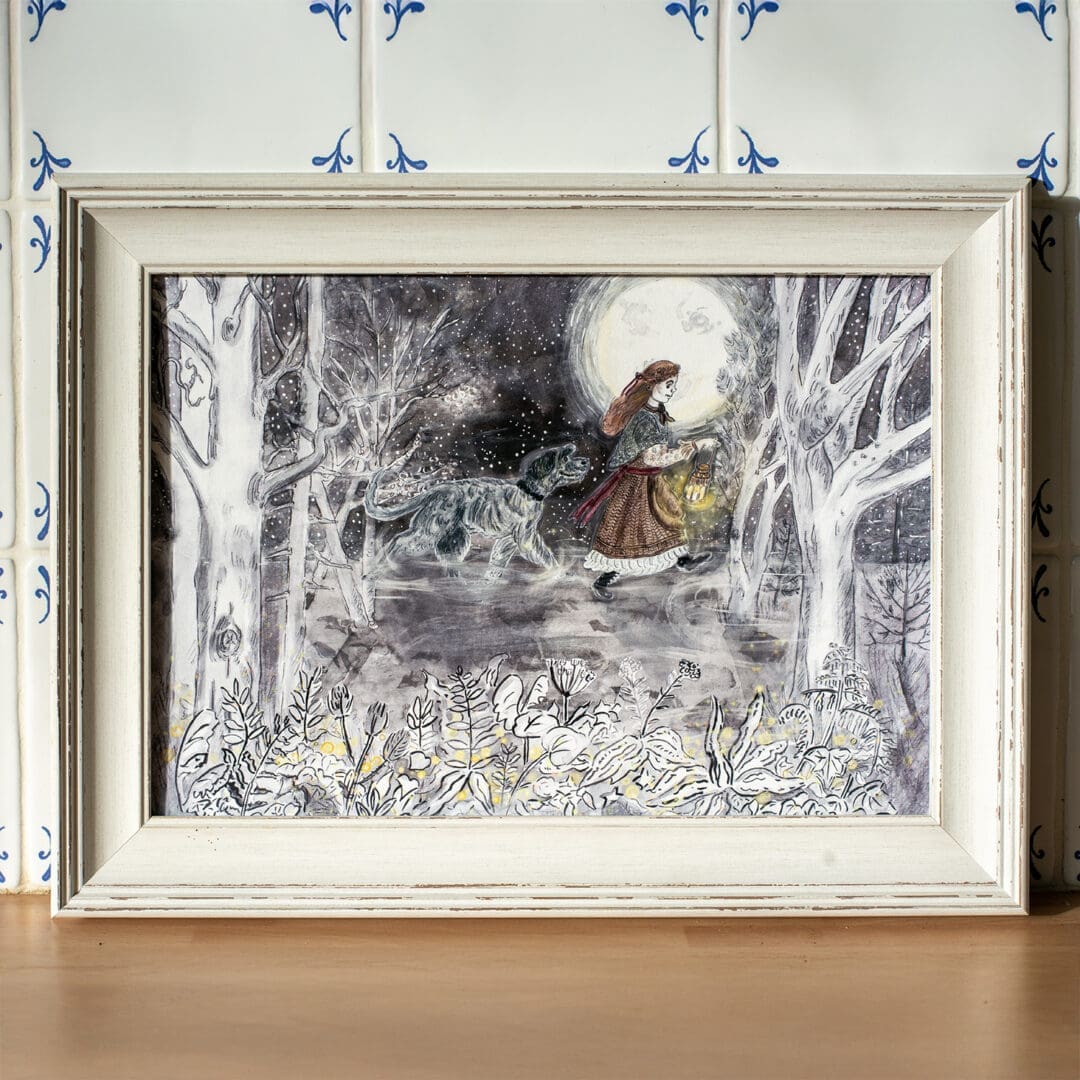 #illustrated #TBCHseller #woodlandpainting #mysticalart #magicalart #wolfhound #watercolurart #gicleeprint