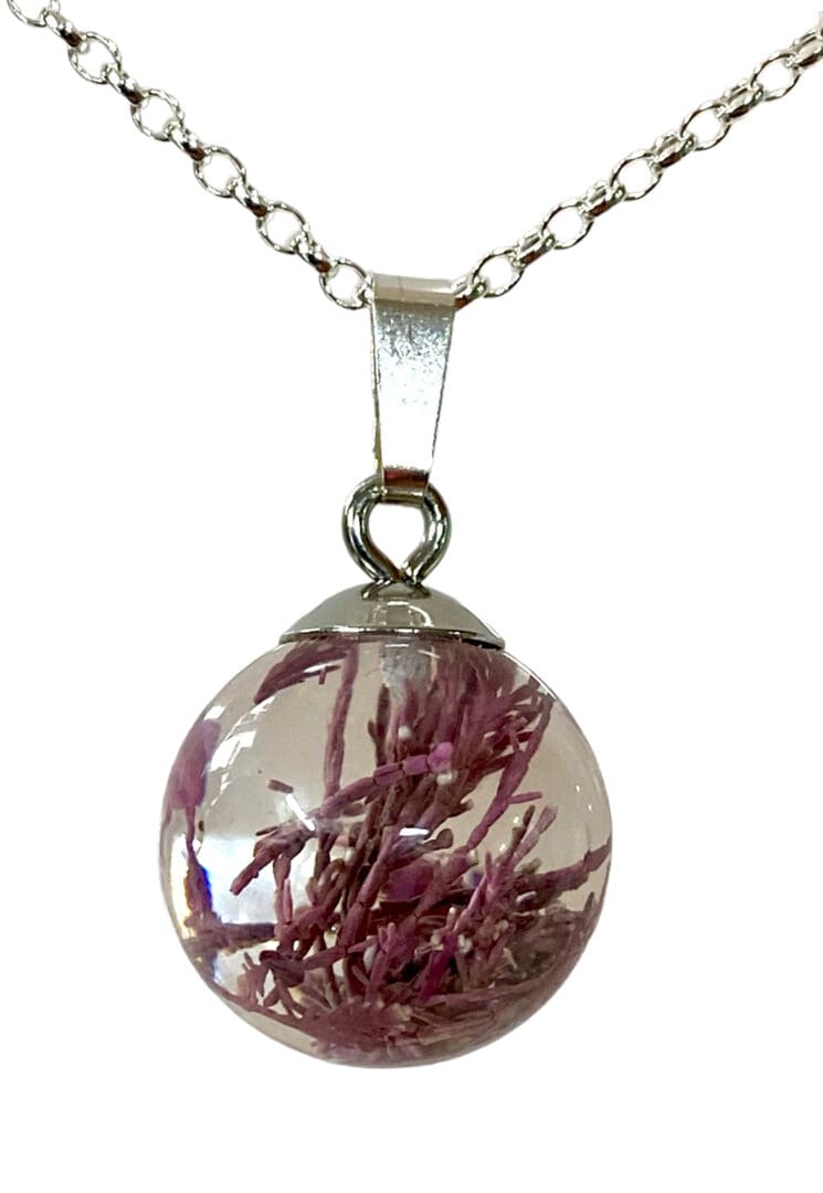 Pink Seaweed pendant - from Shetland - Image 2