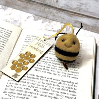 Handmade Bee Bookmark with Needle-Felted Wool Bee