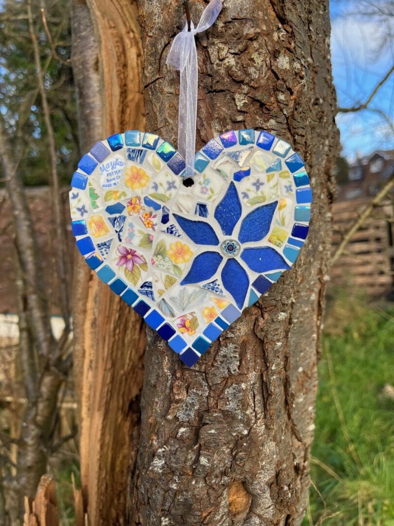 Storybook Mosaic Heart - made from broken pieces of Vintage china, gift for someone who loves meaningful gift. - Image 3